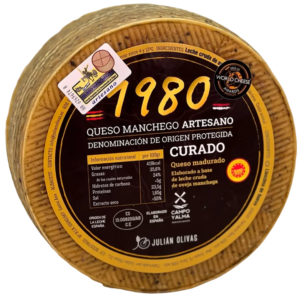 maestro quesero 15 Queso manchego curado D.O.P. 1980 elaborado con leche cruda de oveja manchega artesanal.