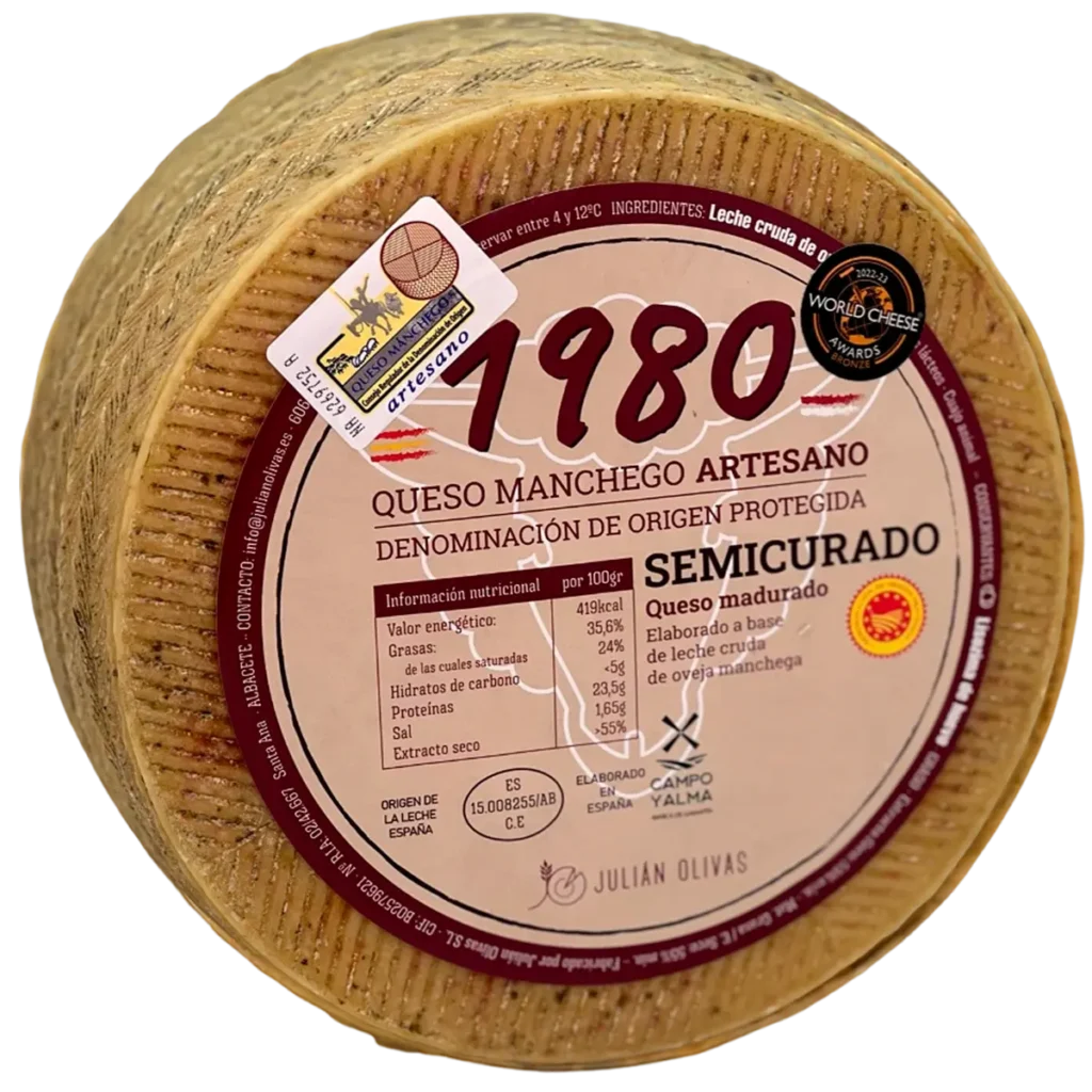 maestro quesero 16 Queso Manchego Semicurado D.O.P. 1980 elaborado con leche cruda de oveja manchega