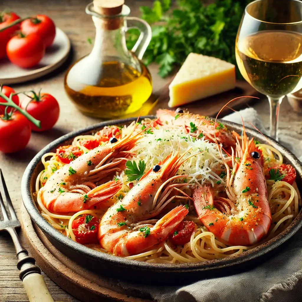 Espaguetis con Gambones