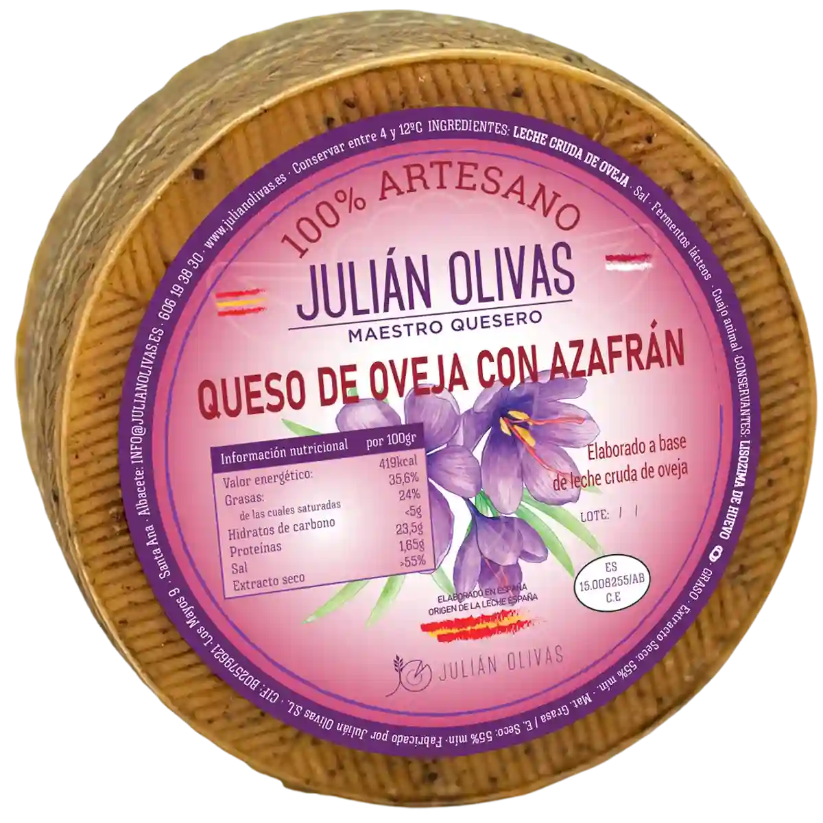 Queso de Oveja con Azafrán Julián Olivas 1 queso de oveja con azafrán